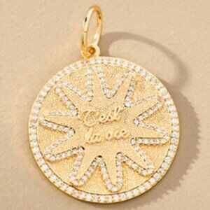 Anthropologie C'est La Vie Novelty Medallion Necklace Charm
